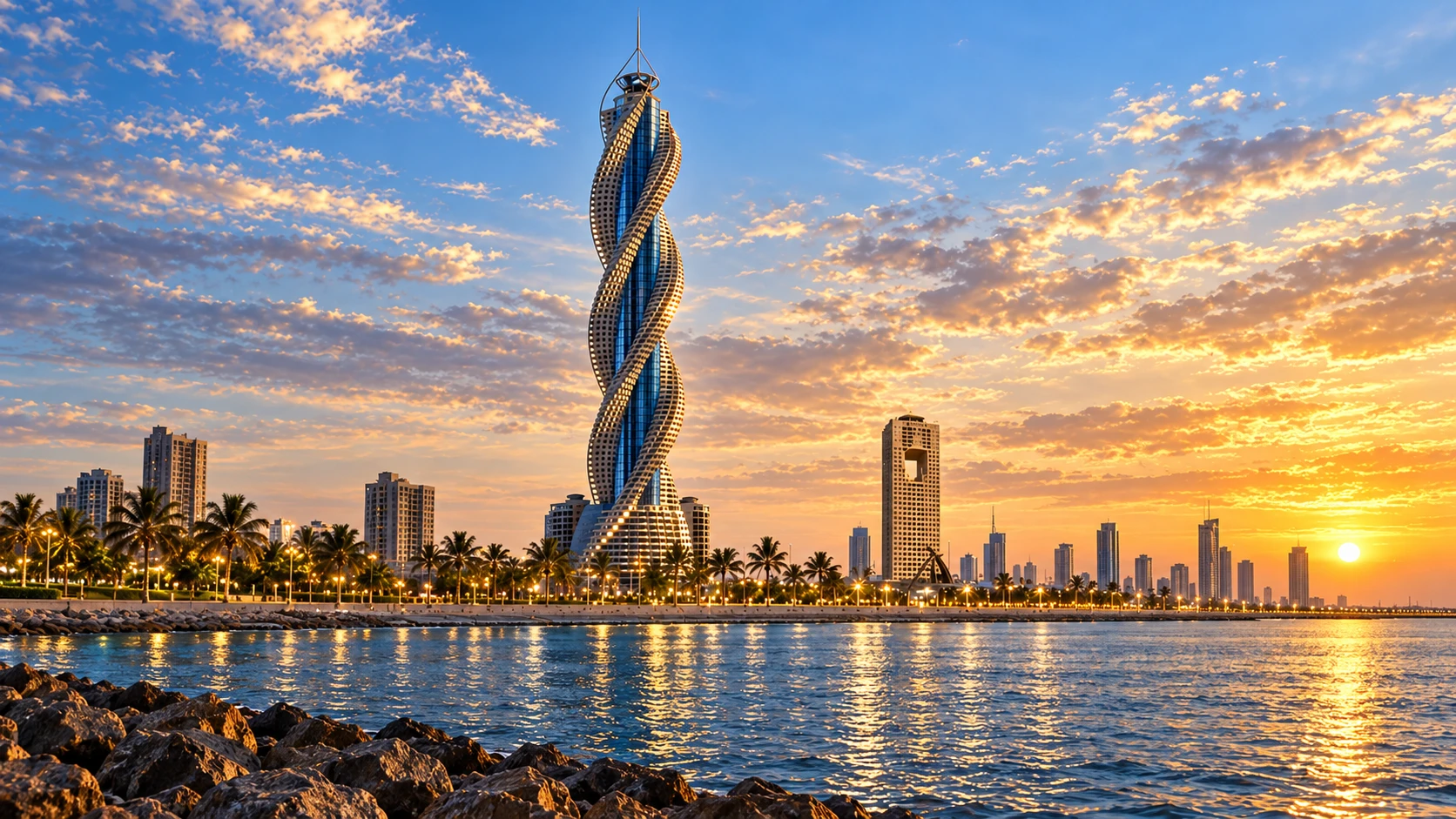 برج الماسة اللولبي على واجهة جدة البحرية
